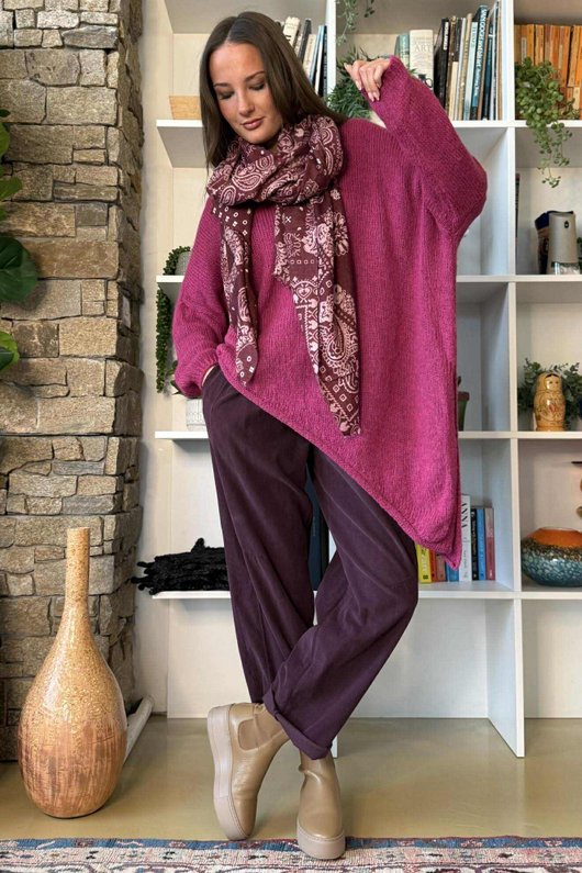  Big Softie Super Slant Knit Jumper Raspberry